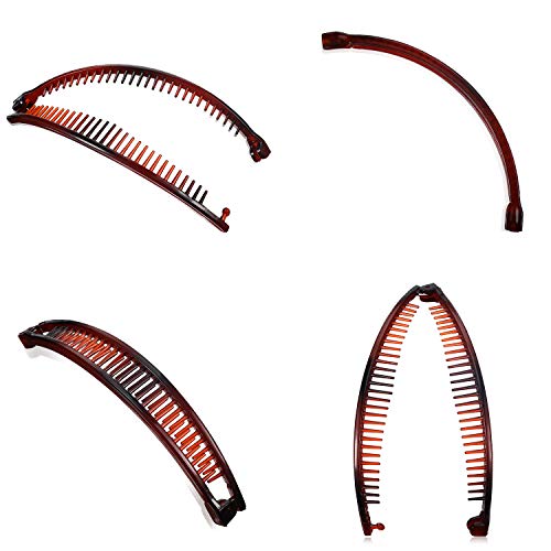 5 Pieces Banana Clips Fish Clips Long Hair Clips Barley Twisted Banana Hair Comb Fish Grip Slide Size 15 cm for Ladies (Conjunto Estilo 2)