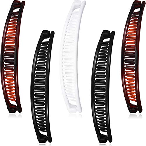 5 Pieces Banana Clips Fish Clips Long Hair Clips Barley Twisted Banana Hair Comb Fish Grip Slide Size 15 cm for Ladies (Conjunto Estilo 2)