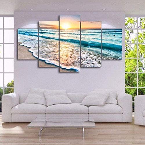 5 placas UnOcean Beach Arte moderno Pintura al óleo Impresión y póster sobre lienzo Módulo Imagen Decoración de la habitación de la pared del hogar 30x50 30x70 30x103 cm Sin marco