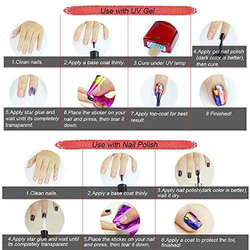 50 Diseños Pegatina Calcomanías Uñas Nail Art Stickers Transferencia Foils Transfer Cielo Estrellado Herramienta PARA Decoración de Uñas Manicura DIY