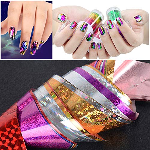 50 Diseños Pegatina Calcomanías Uñas Nail Art Stickers Transferencia Foils Transfer Cielo Estrellado Herramienta PARA Decoración de Uñas Manicura DIY