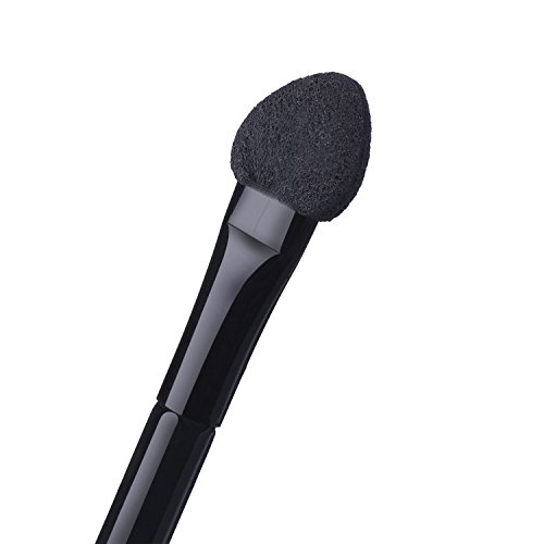 50 Piezas Aplicadores de Maquillaje Cepillos Desechables Esponja de Sombra de Ojo de Doble Extremos con Mango Largo, 12 cm, Negro