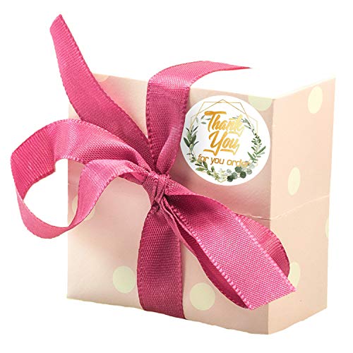 500 pegatinas redondas de agradecimiento con diseño de flores y texto en inglés "Thank You for Your order", autoadhesivas, hechas a mano, etiquetas redondas para hornear para sobres de Navidad, 3,8 cm
