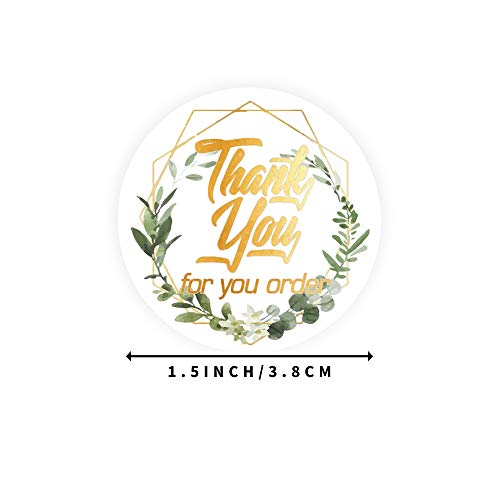 500 pegatinas redondas de agradecimiento con diseño de flores y texto en inglés "Thank You for Your order", autoadhesivas, hechas a mano, etiquetas redondas para hornear para sobres de Navidad, 3,8 cm