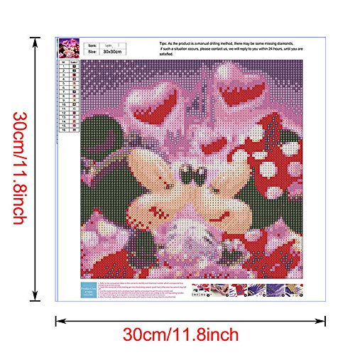 5D diy diamond painting, DIY Diamond Painting full drill Crystal diamond Embroidery Paintings Arts cross stitch kit for home wall decoration, 30 * 30cm, Cute Mice Kiss Love
