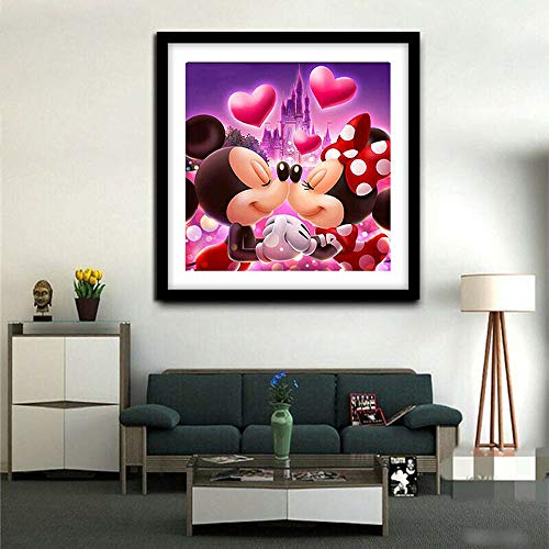 5D diy diamond painting, DIY Diamond Painting full drill Crystal diamond Embroidery Paintings Arts cross stitch kit for home wall decoration, 30 * 30cm, Cute Mice Kiss Love