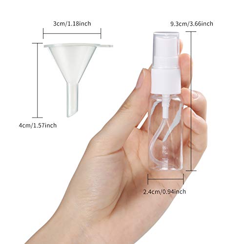 6 botellas de spray de 20 ml, pequeñas botellas de perfume vacías de viaje con spray recargable para aceite de cocina con 2 embudos y 12 etiquetas
