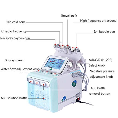 6 en 1 Agua Hidrógeno Oxígeno Máquina de belleza Hydro Clean dermoabrasión la piel facial del cuidado de Jet peladora de rejuvenecimiento de la piel pequeña ampolla de dispositivos
