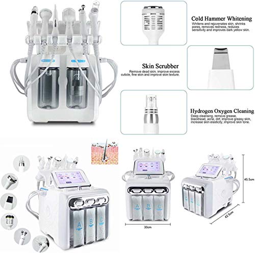 6 en 1 Agua Hidrógeno Oxígeno Máquina de belleza Hydro Clean dermoabrasión la piel facial del cuidado de Jet peladora de rejuvenecimiento de la piel pequeña ampolla de dispositivos