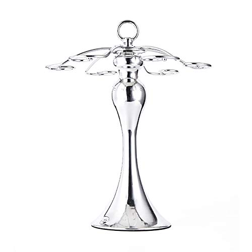 6-Gancho Holder encimera Copa de Vino, Estante de Almacenamiento Creatividad cáliz, con la Barra en negrilla y una Base Ancha, para la Barra casera Cocina,Cromo