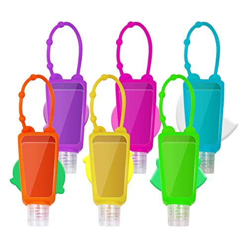 6 Piezas Botellas de Viaje Portátiles para Niños,Botellas Recargables de Silicona a Prueba de Fugas para la Escuela, Viajes, Juegos al Aire Libre, campamentos (Fruta)