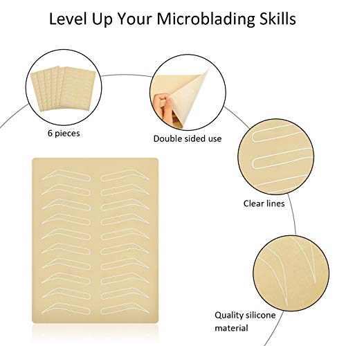 6 Piezas Hojas de Pieles de Tatuaje de Cejas Piel de Práctica de Microblading Piel de Práctica sin Tinta Necesaria de Doble Cara para Salón de Tatuaje Principiantes de Cejas (Balnco)