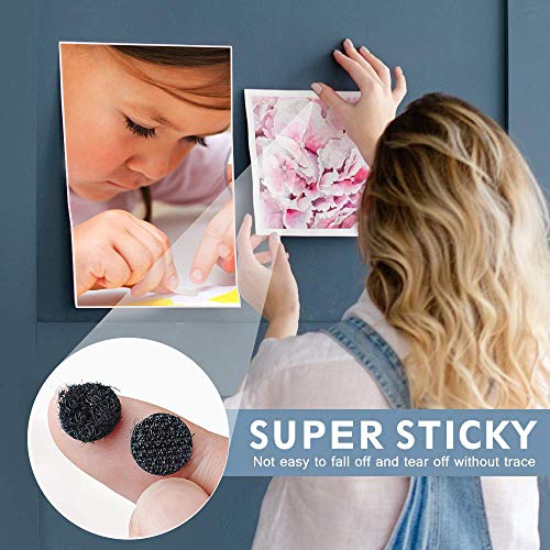 600 Pares Velcr Adhesivo Redondo, Lunares Adhesivo 10mm Velcr Adhesivo Cintas Autoadhesivo Puntos Pegajoso Monedas Puntos (Negro)