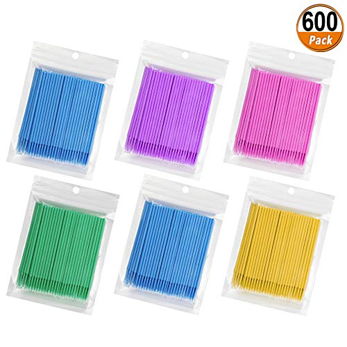 600 Pcs Micro Aplicadores Pinceles Aplicadores Desechables Micro Rímel Pinceles Extensión de Pestañas Eliminación de Pegamento Pestañas Herramientas de Injerto para Maquillaje, Oral y de Limpieza.