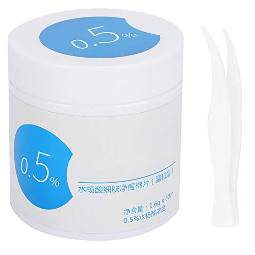 60pcs 0.5% de ácido salicílico, eliminación de espinillas, almohadilla de algodón, limpieza facial, reparación, almohadilla, almohadillas rápidas y claras para la piel de la espinilla, para