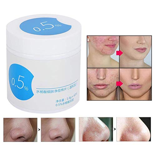 60pcs faciales almohadillas de algodón con 0,5% de ácido salicílico rápida limpieza del cojín de algodón maquillaje Remover Pads para eliminación de puntos negros y la minimización de los poros