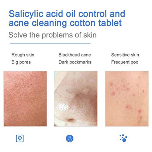 60pcs faciales almohadillas de algodón con 0,5% de ácido salicílico rápida limpieza del cojín de algodón maquillaje Remover Pads para eliminación de puntos negros y la minimización de los poros