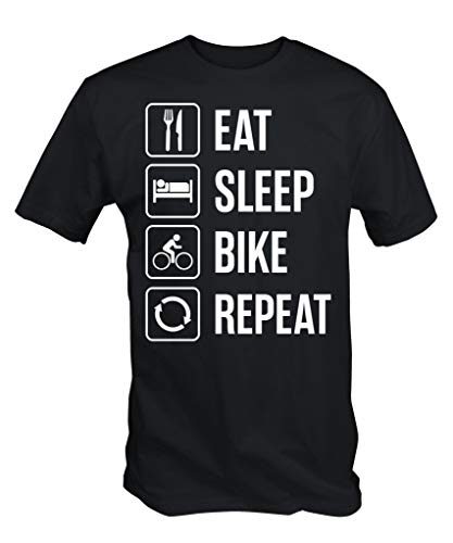 6TN Eat Sleep Moto Repetir Camiseta - Negro, X-Large