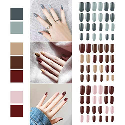 72 piezas de uñas postizas fijadas, cubierta de Segbeauty completa manicura uñas falsas puntas multicolor de uñas artificiales kit de bricolaje con 6 piezas de limas para uñas (NO pegamento)