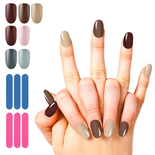 72 piezas de uñas postizas fijadas, cubierta de Segbeauty completa manicura uñas falsas puntas multicolor de uñas artificiales kit de bricolaje con 6 piezas de limas para uñas (NO pegamento)
