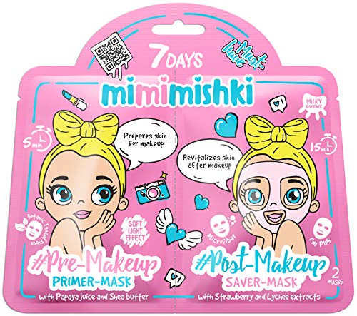 7DAYS Máscara 1 pieza Cara Menta PRE POST MAKE UP Hidratado Papaya Fresa Litchi