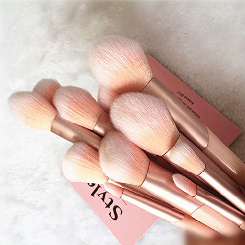 7pcs Rose Gold Handle Set de pinceles de maquillaje Powder Foundation Blush Eye Shadow Pinceles de labios Maquillaje de belleza facial Kit con estuche, oro rosa