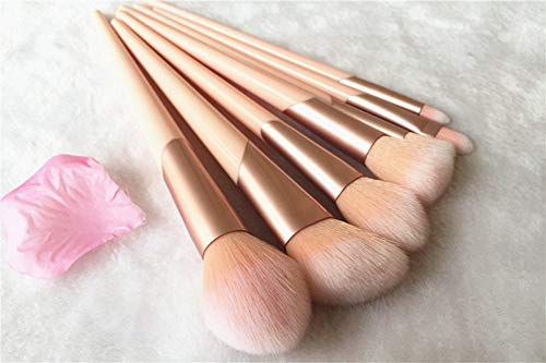 7pcs Rose Gold Handle Set de pinceles de maquillaje Powder Foundation Blush Eye Shadow Pinceles de labios Maquillaje de belleza facial Kit con estuche, oro rosa