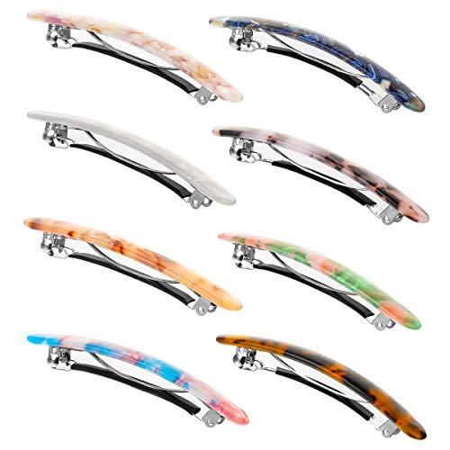 8 Pcs Horquillas para Pelo de Resina Acrílica,Clips de Pelo de Rectangular,Acrílica Pinzas para Cabello,Pasadores de Cabello de Acetato,Pinza de Pelo Estilo Francés,Pasadores de Pelo para Mujer y Niña