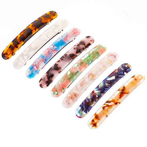 8 Pcs Horquillas para Pelo de Resina Acrílica,Clips de Pelo de Rectangular,Acrílica Pinzas para Cabello,Pasadores de Cabello de Acetato,Pinza de Pelo Estilo Francés,Pasadores de Pelo para Mujer y Niña