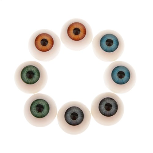 8 Piezas 20mm Media Caña Hueca de Ojos Acrílico Oculares para Muñeca Dollfie
