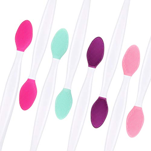 8 piezas de silicona labio cepillo doble cara exfoliante labio exfoliante cepillo para un aspecto más suave y más completo del labio