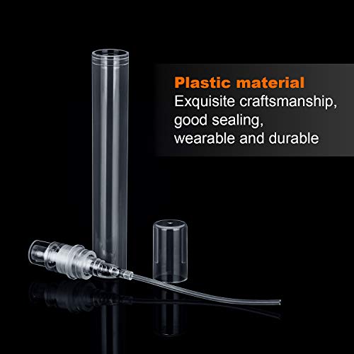 80 Mini Botellas de Spray de Viaje Transparentes Contenedor de Botella Vacía Rellenable Botella de Atomizador de Perfume de Plástico con Tapas para Aceites Esenciales Perfume de Viaje