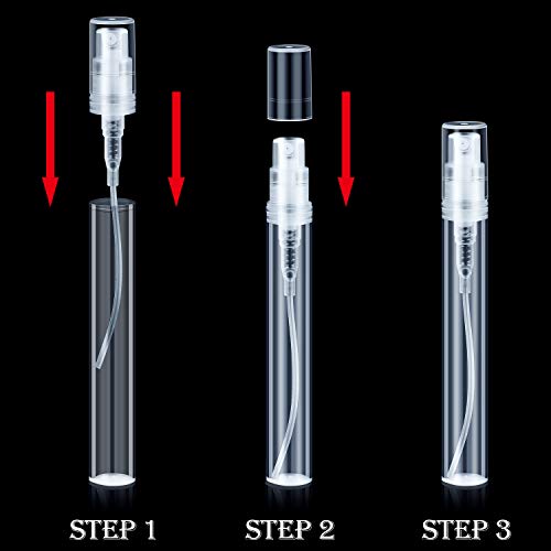 80 Mini Botellas de Spray de Viaje Transparentes Contenedor de Botella Vacía Rellenable Botella de Atomizador de Perfume de Plástico con Tapas para Aceites Esenciales Perfume de Viaje