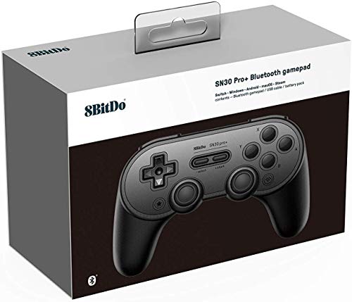 8BitDo SN30 Pro + Bluetooth Gamepad para Nintendo Switch, PC, macOS, Android, Raspberry Pi con agarre, disparadores analógicos, batería desmontable, botones asignables, Gyro, Rumble (G)