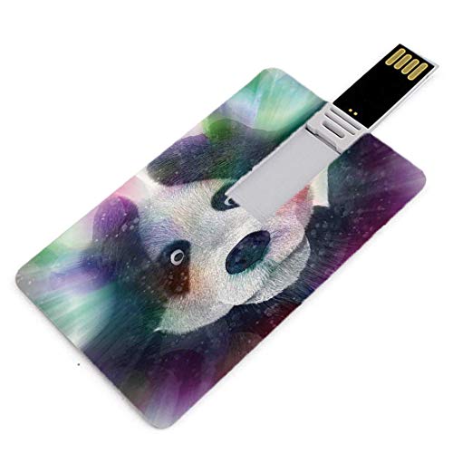8GB Forma de tarjeta de crédito de unidades flash USB Decoración psicodélica Estilo de tarjeta de banco de Memory Stick Personaje Panda en Dream World of Magic Hallucination Junkie Animal Art,gris bla