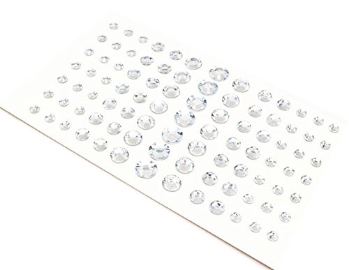 91 piezas autoadhesivas de imitación de diamantes, para decoración, manualidades, maquillaje de cara, ojos, uñas, para fiestas, carnavales... 4 tamaños: 5 mm, 8 mm, 10 mm, 12 mm.