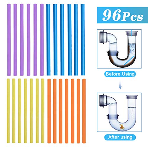 96pcs Drain Cleaner, Palillos para desagüe, Drain Sticks, Limpiador de desagües Mantiene Las tuberías de desagüe limpias y Libres de atascamientos, Elimina Olores