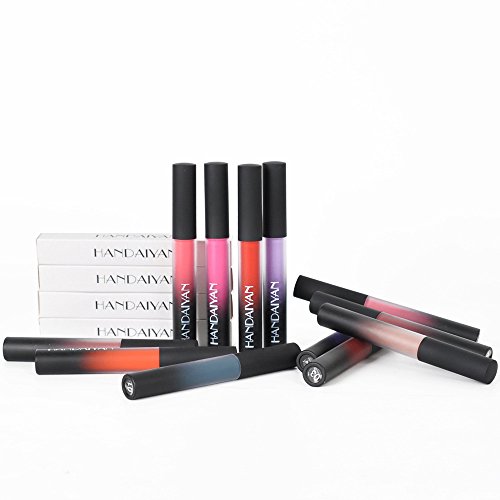 99AMZ 12 Colors Mate Líquido Lápiz Labial Duradero Impermeable Terciopelo Barra de labios 24 horas Pintalabios Granate Rojo Ink Barra de Labios Resistente al agua Profesional Brillos Labiales (J)