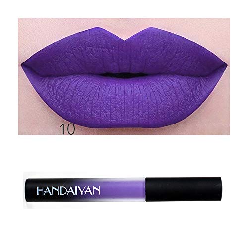 99AMZ 12 Colors Mate Líquido Lápiz Labial Duradero Impermeable Terciopelo Barra de labios 24 horas Pintalabios Granate Rojo Ink Barra de Labios Resistente al agua Profesional Brillos Labiales (J)