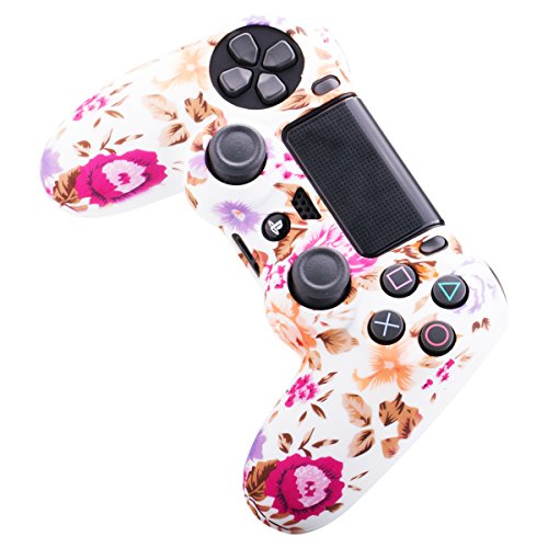 9CDeer 3 Piezas de Silicona Transferencia de Agua Protector Manga Caso Cubrir Piel Cover Skin 8 Thumb Grip 3 Conjuntos de a Prueba de Polvo Enchufe para Mando PS4/Slim/Pro Paquete de Graffiti 3