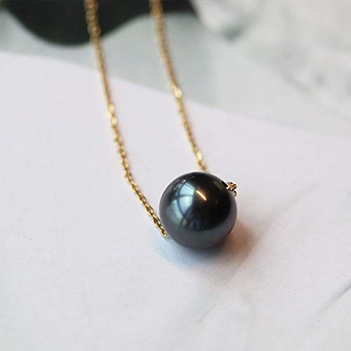 AAAA Agua De Mar Cultivada Sola Perla Colgante Oro De 18 Quilates Elegante Tahitian Negro Perla Collar para Mujeres