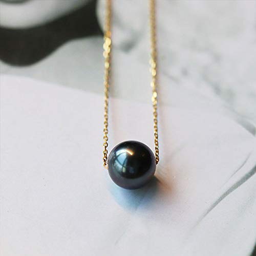 AAAA Agua De Mar Cultivada Sola Perla Colgante Oro De 18 Quilates Elegante Tahitian Negro Perla Collar para Mujeres