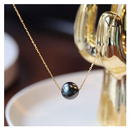 AAAA Agua De Mar Cultivada Sola Perla Colgante Oro De 18 Quilates Elegante Tahitian Negro Perla Collar para Mujeres