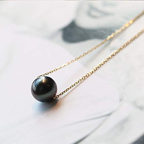 AAAA Agua De Mar Cultivada Sola Perla Colgante Oro De 18 Quilates Elegante Tahitian Negro Perla Collar para Mujeres