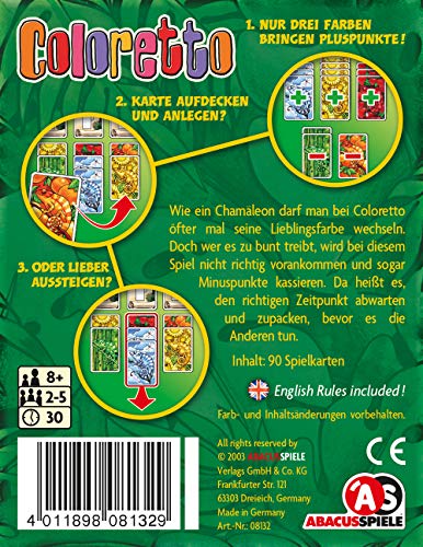 ABACUSSPIELE ABA08132 Juego de Cartas Juego de emparejar Cartas - Juegos de Cartas (8 año(s), Juego de emparejar Cartas, 30 min, 96 mm, 20 mm, 123 mm)