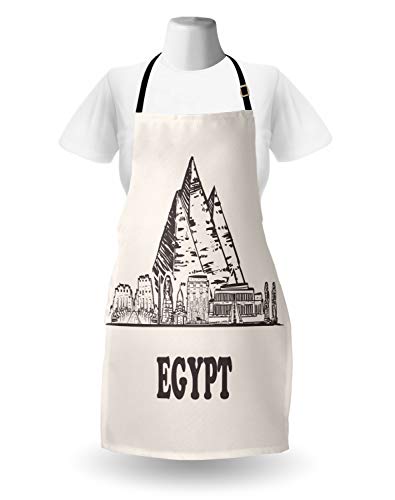 ABAKUHAUS egipcia de la Vendimia Delantal de Cocina, pirámides de Keops, No Se Ensucian Fácilmente Moderna Tecnología de Estampado, Oscuro Gris Topo cáscara de Huevo