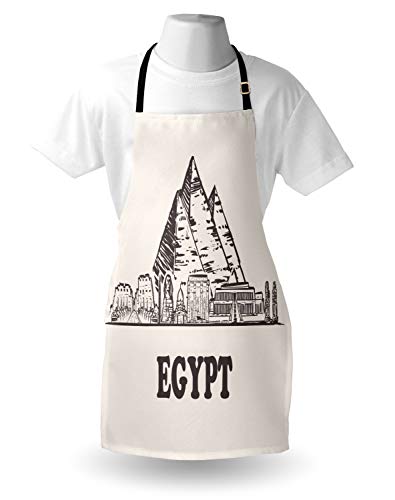 ABAKUHAUS egipcia de la Vendimia Delantal de Cocina, pirámides de Keops, No Se Ensucian Fácilmente Moderna Tecnología de Estampado, Oscuro Gris Topo cáscara de Huevo