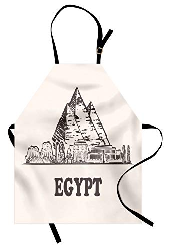 ABAKUHAUS egipcia de la Vendimia Delantal de Cocina, pirámides de Keops, No Se Ensucian Fácilmente Moderna Tecnología de Estampado, Oscuro Gris Topo cáscara de Huevo