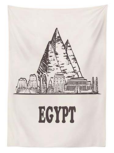 ABAKUHAUS egipcia de la Vendimia Mantele, pirámides de Keops, Resistente al Agua Lavable Colores No Destiñen Personalizado, 140 x 170 cm, Oscuro Gris Topo cáscara de Huevo