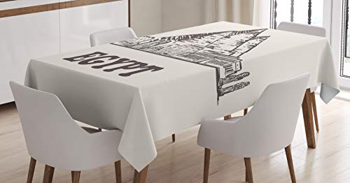 ABAKUHAUS egipcia de la Vendimia Mantele, pirámides de Keops, Resistente al Agua Lavable Colores No Destiñen Personalizado, 140 x 170 cm, Oscuro Gris Topo cáscara de Huevo